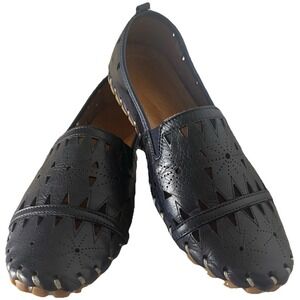 Spring Step Fusaro Slip On Loafer Women's 9/9.5 EU 40 Navy Leather Laser Cut